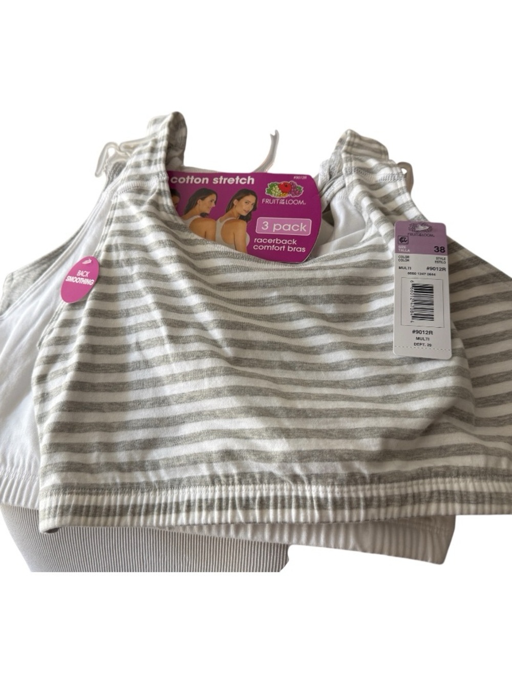 Fruit of the Loom Women’s Racerback Comfort Bras - 3 Pack - NWT